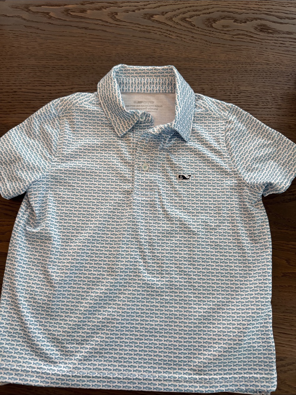 Vineyard Vines Light Blue & White Micro Whale Print Polo